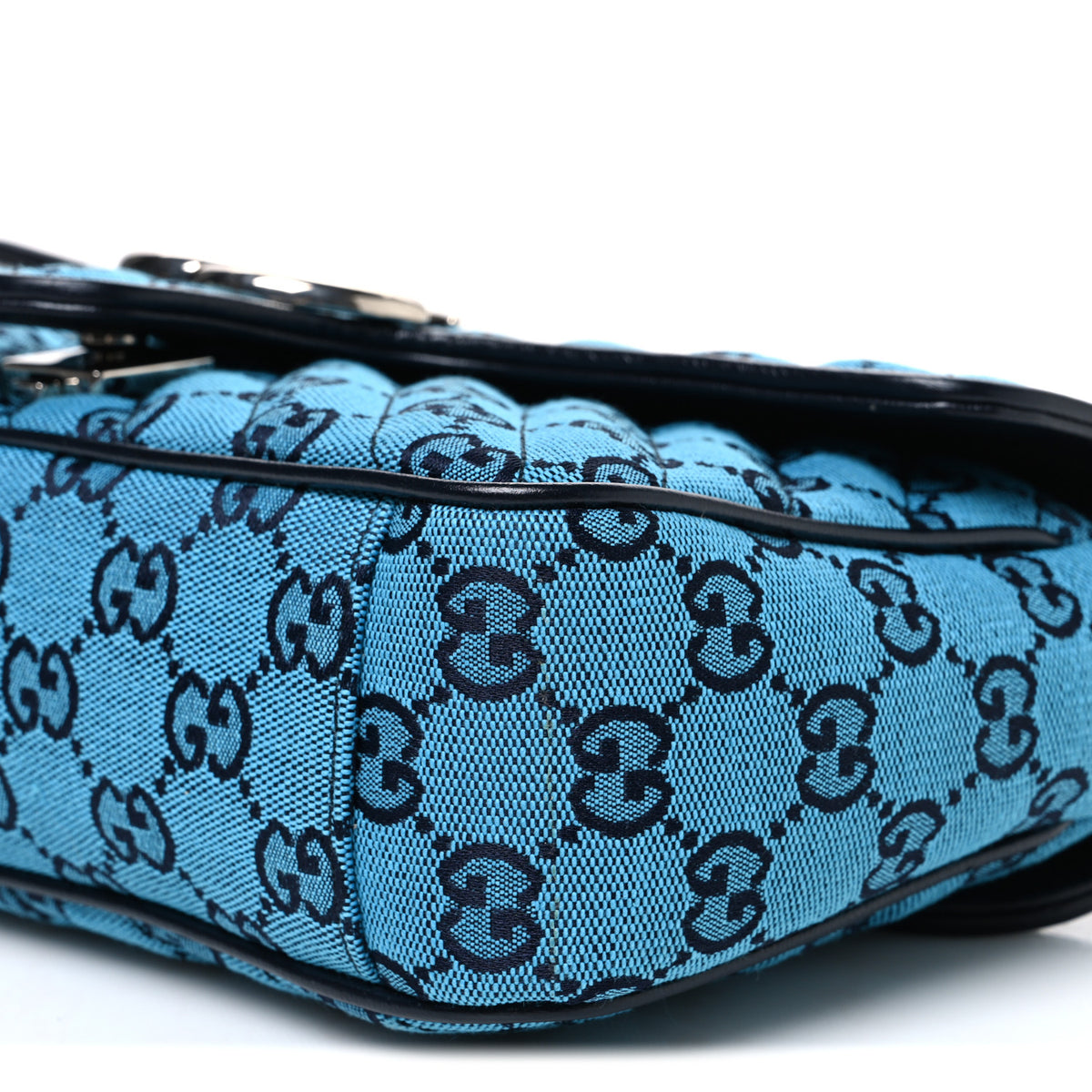 Gucci Monogram Multicolor Matelasse Diagonal Small GG Marmont Shoulder Bag Light Blue 10 of 10