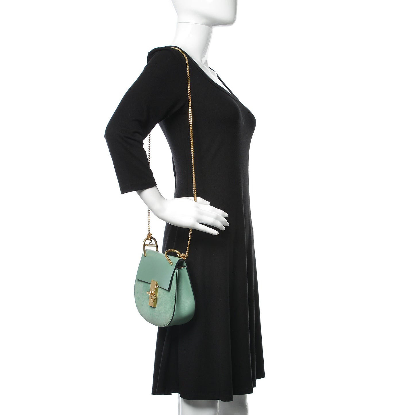 Suede Smooth Calfskin Mini Drew Shoulder Bag Happy Green