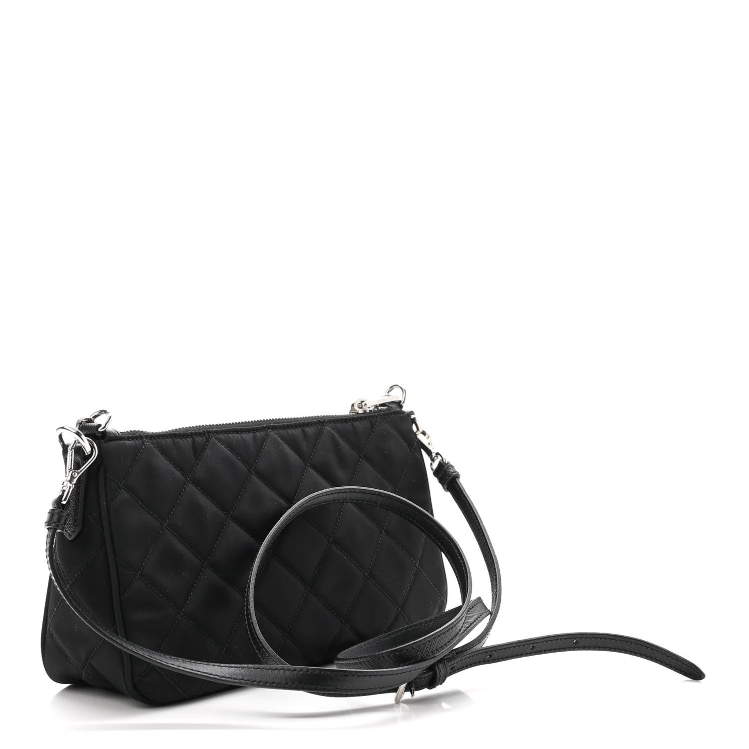 Prada Nylon Tessuto Impuntu Quilted Crossbody Bag Black 3 of 10