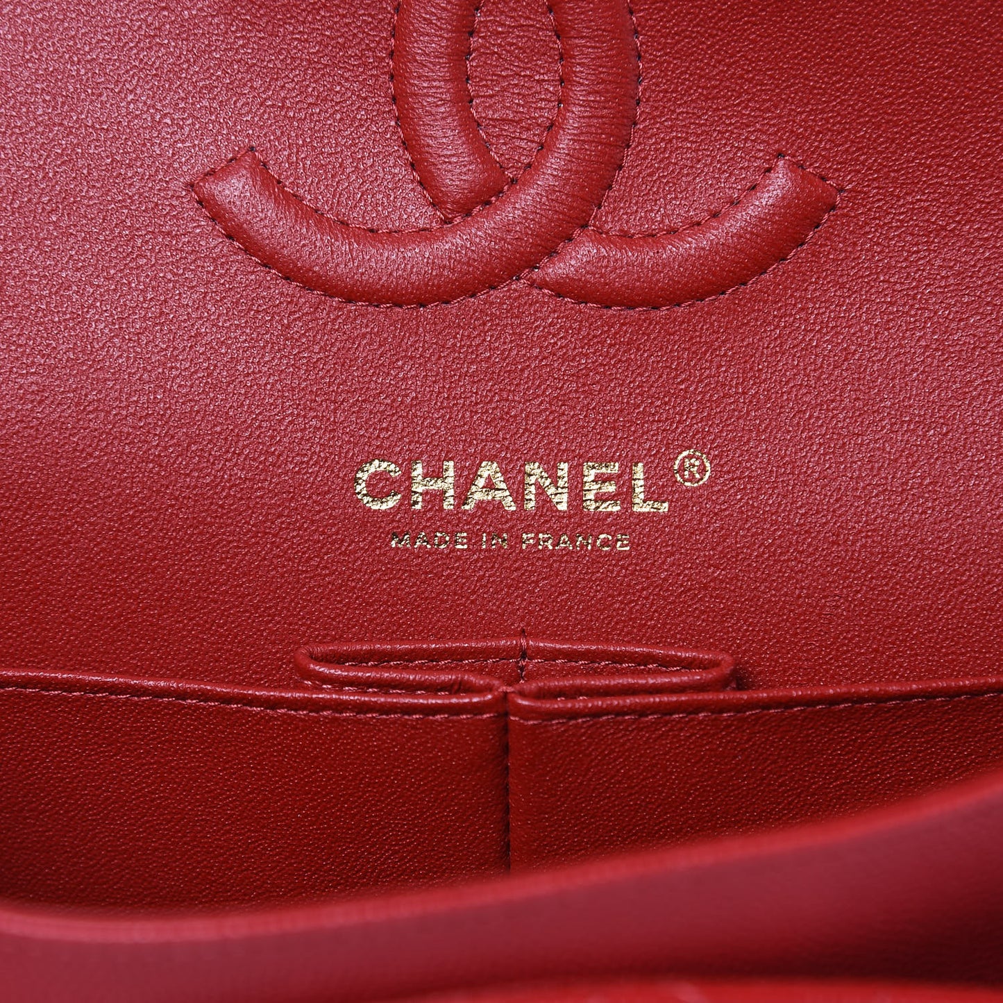 Caviar Quilted Medium Double Flap Red