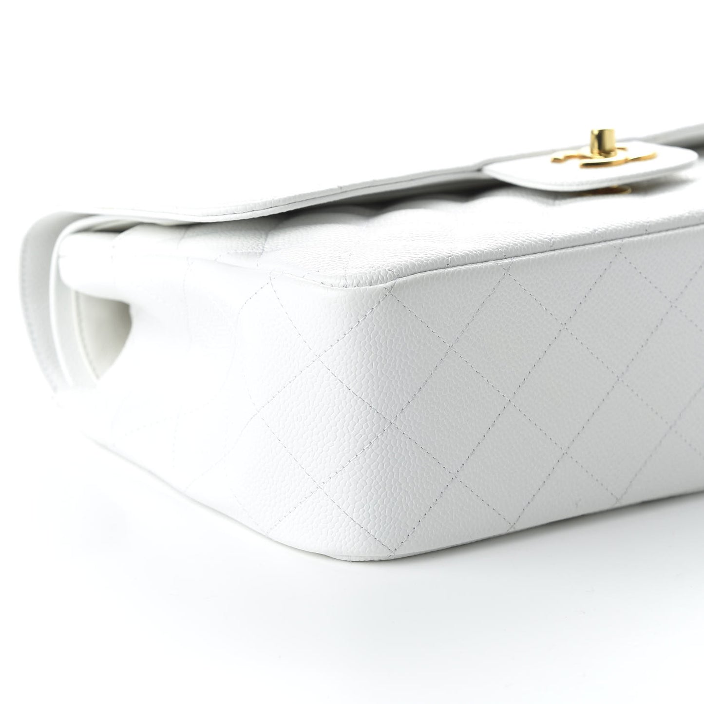 Caviar Quilted Jumbo Double Flap White