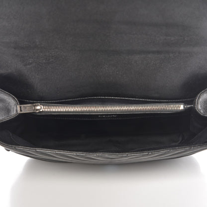 Saint Laurent Sheepskin Matelasse Chevron Monogram Large College Satchel Black 6 of 9