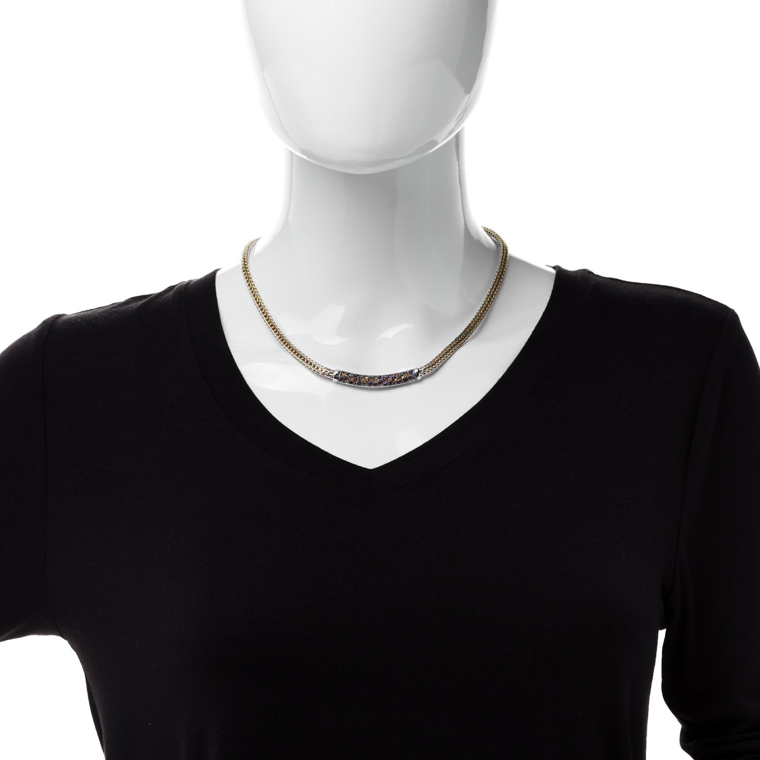 John Hardy Sterling Silver 18K Yellow Gold Amethyst Citrine 5mm Classic Chain Reversible Lava Necklace 2 of 5