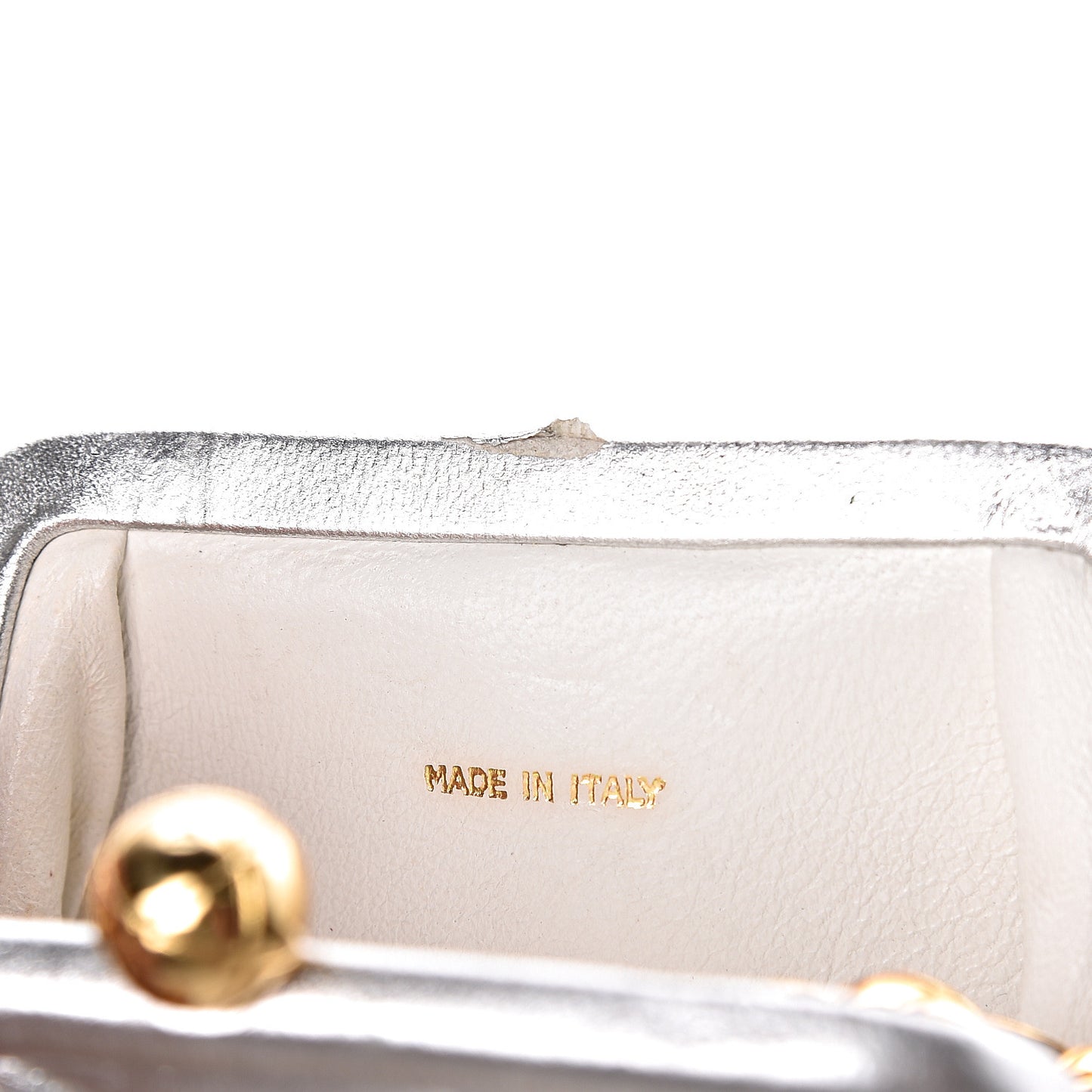Metallic Lambskin Quilted CC Kiss Lock Evening Clutch Silver