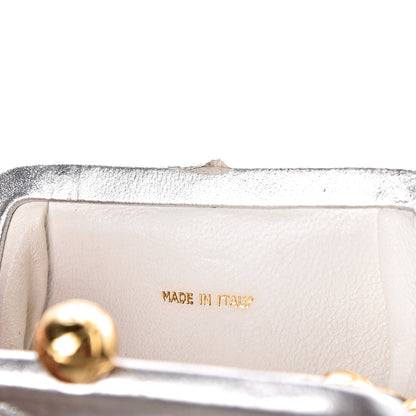 Chanel Metallic Lambskin Quilted CC Kiss Lock Evening Clutch Silver 9 of 11