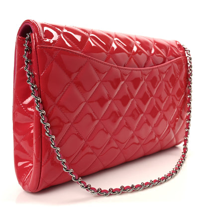 Chanel Patent Quilted Clutch with Chain Flap Fuchsia 3 of 11