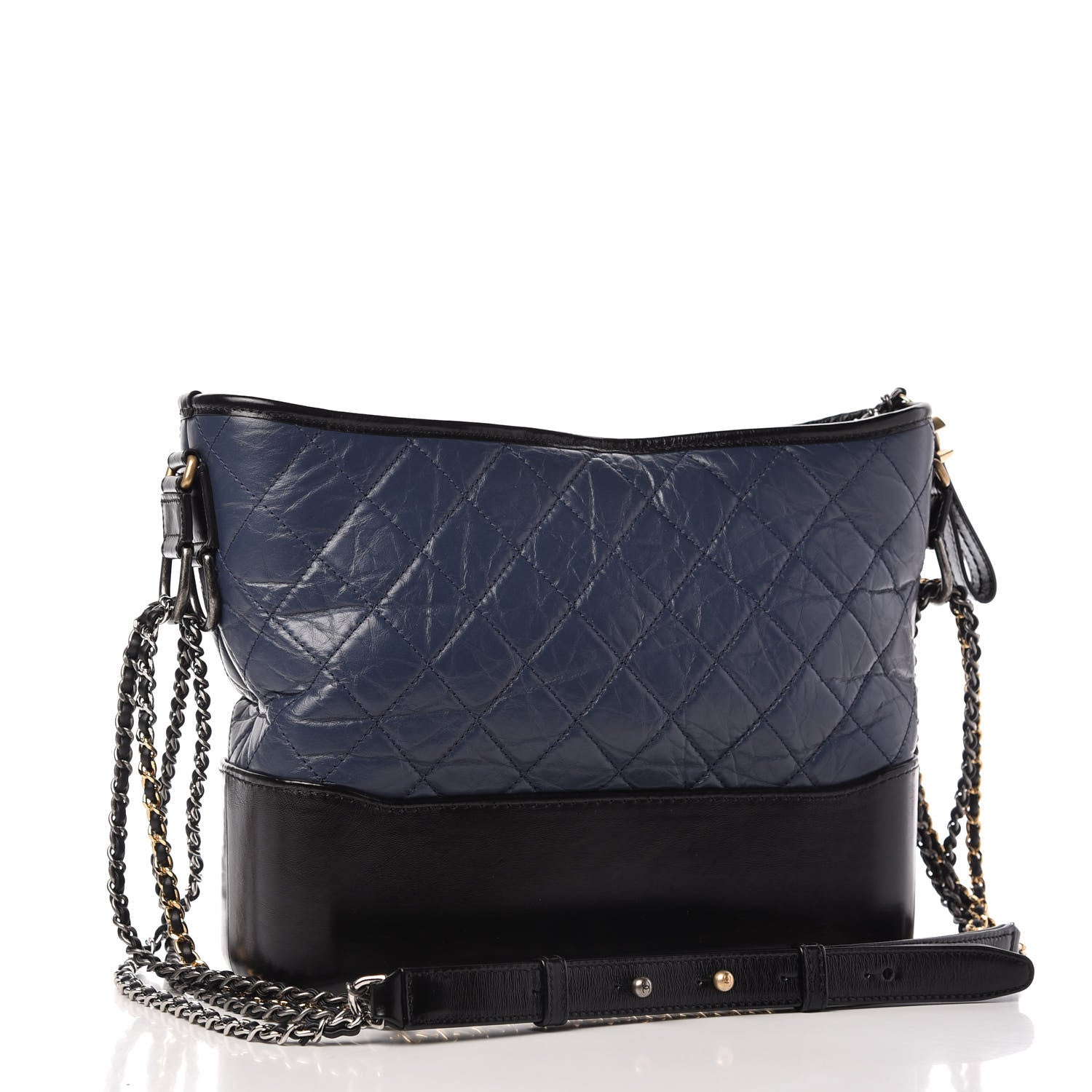 Chanel Aged Calfskin Quilted Medium Gabrielle Hobo Navy Black 3 of 9