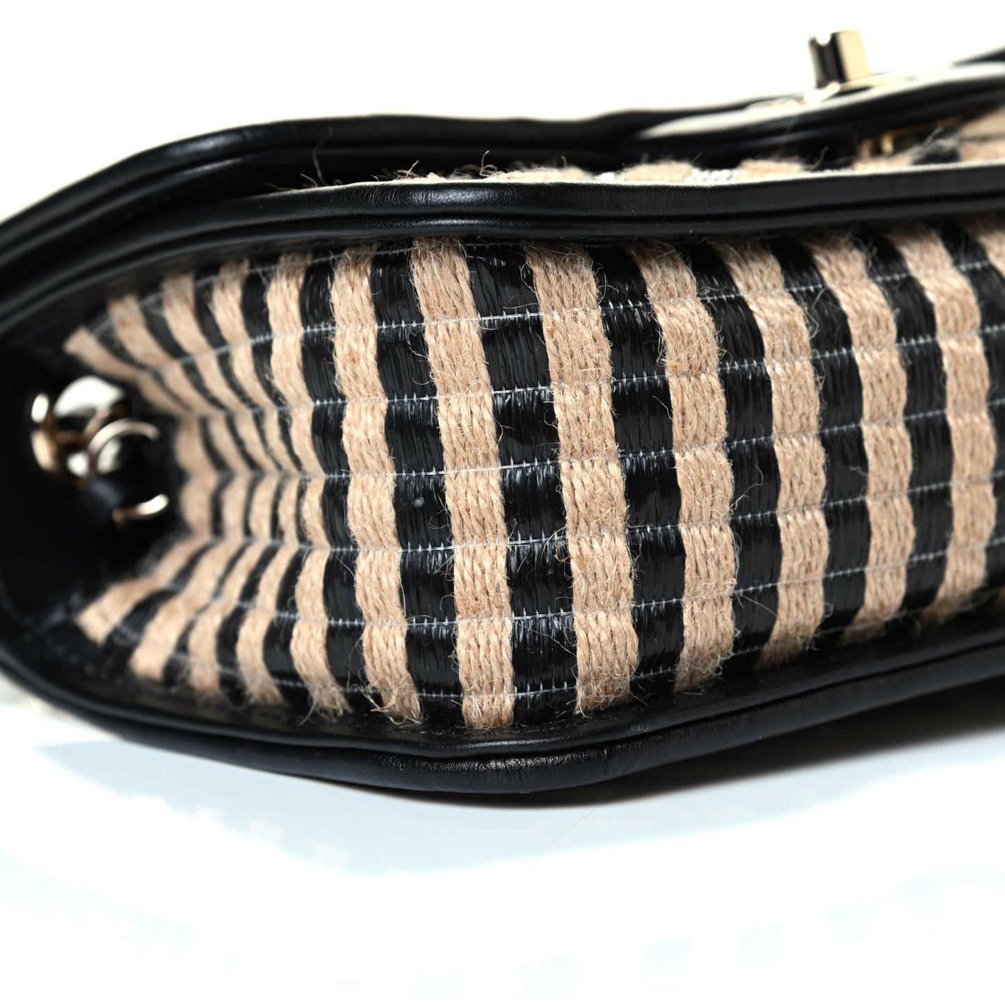 Raffia Jute Striped Mini Urban Jungle Flap Black Beige
