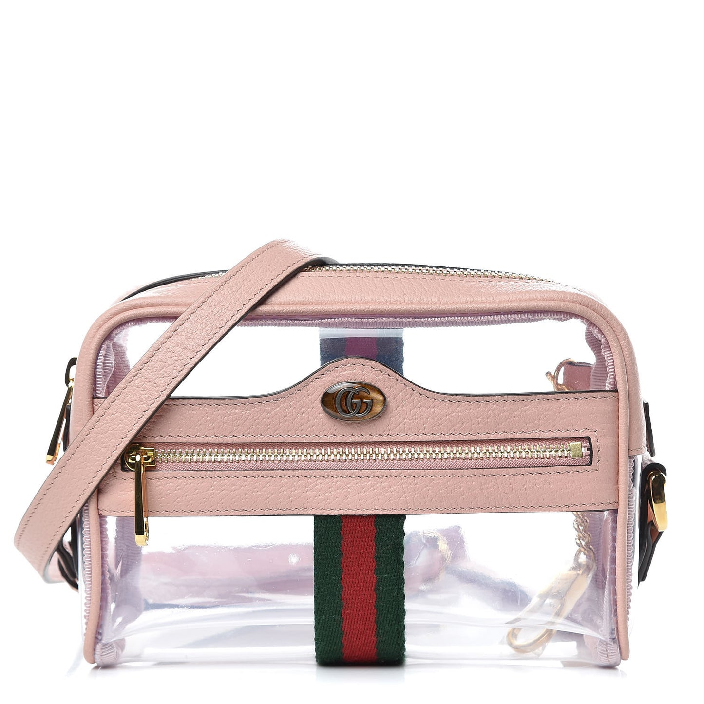 Vinyl Web Mini Ophidia Transparent Shoulder Bag Perfect Pink