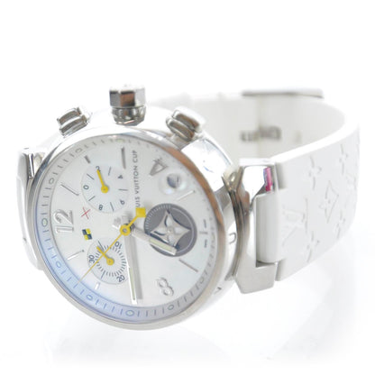 Louis Vuitton Stainless Steel Rubber Mother of Pearl 28mm Tambour Lovely Cup Quartz Watch 3 of 7