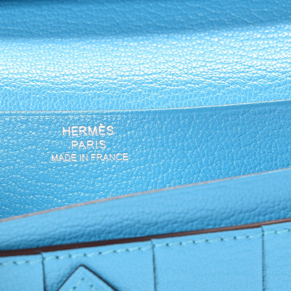 Hermes Chevre Mysore Bearn Gusset Wallet Bleu Azteque 6 of 8