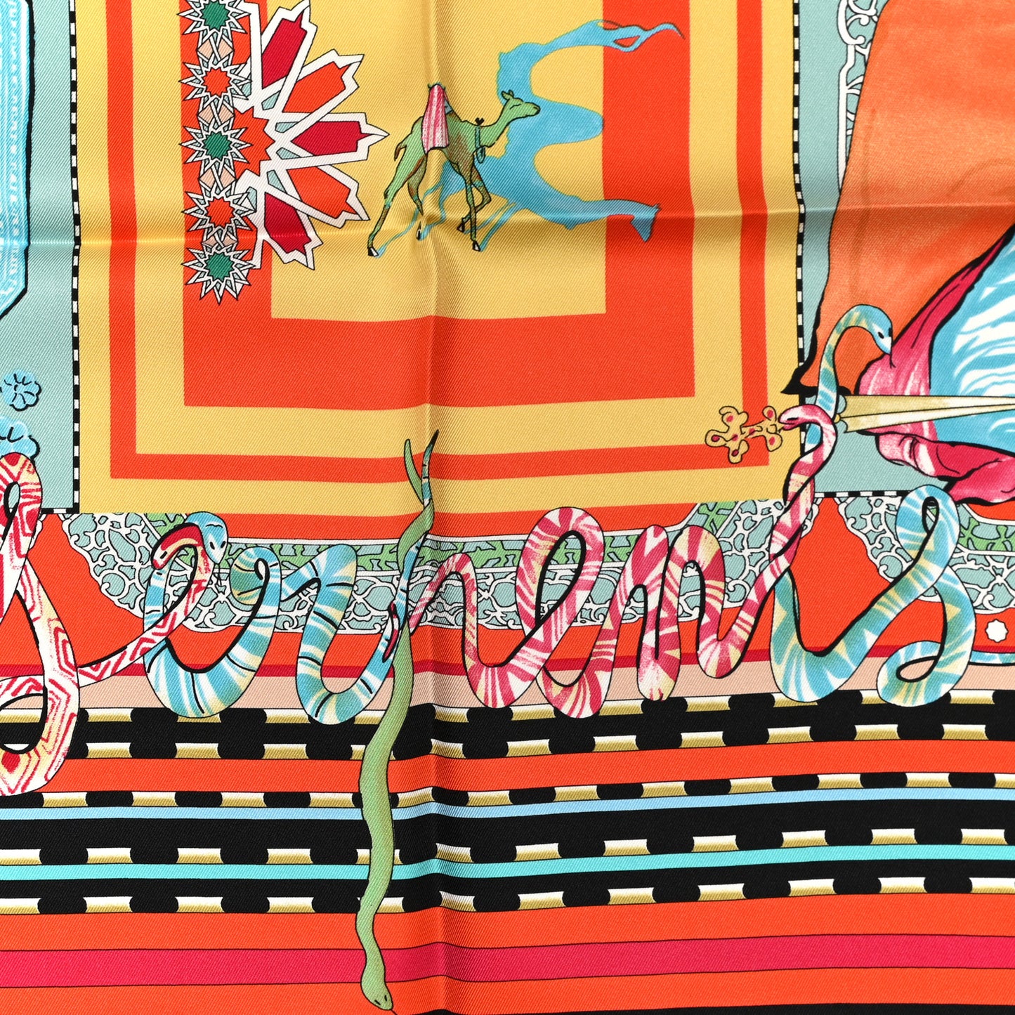 Silk Serpents Print Scarf Multicolor