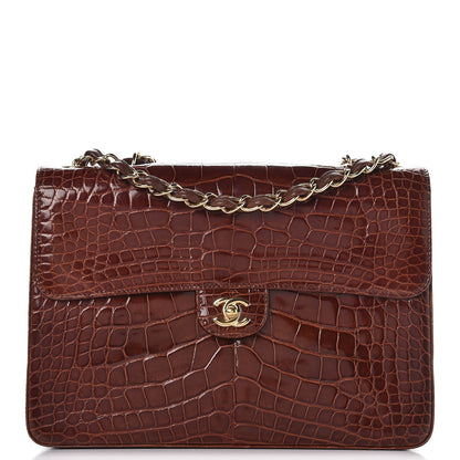 Chanel Alligator Jumbo Single Flap Dark Brown 1 of 8