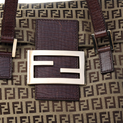 Fendi Zucchino Vitello Shoulder Bag Mogano Panna Bruciato 9 of 9