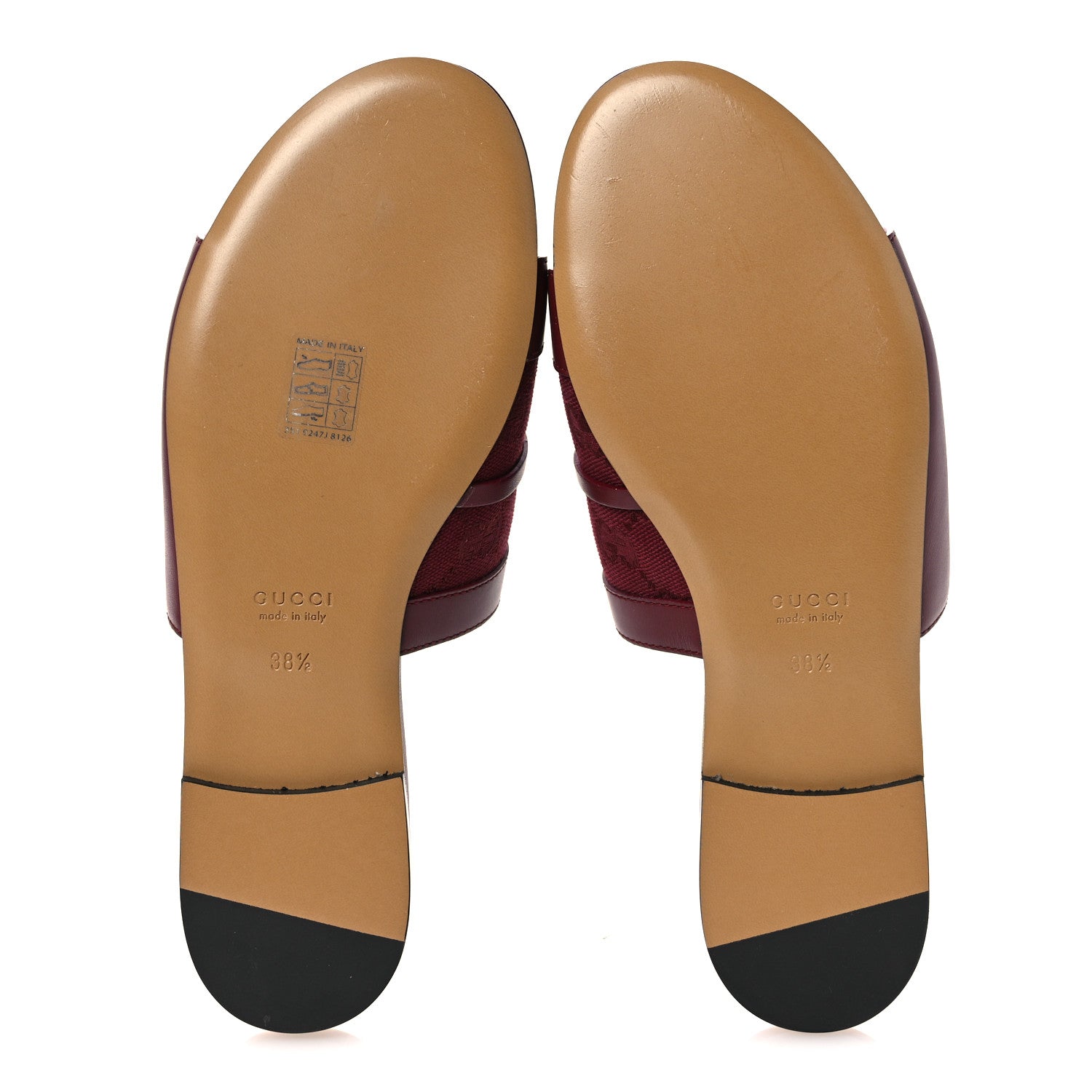Gucci Calfskin Monogram Horsebit Womens Slide Sandals 38.5 Rosso Ancora 7 of 10