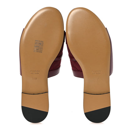 Gucci Calfskin Monogram Horsebit Womens Slide Sandals 38.5 Rosso Ancora 7 of 10