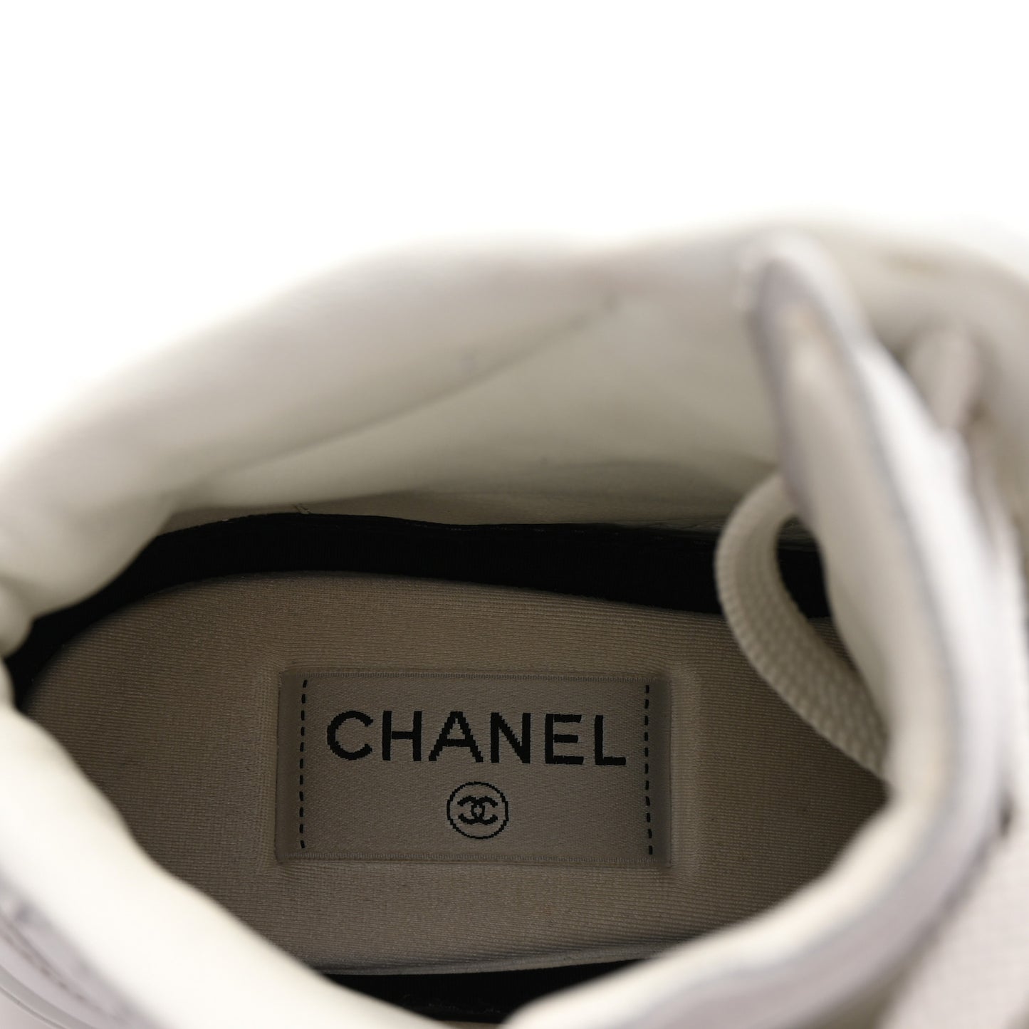 Calfskin CC High Top Sneaker 40 White