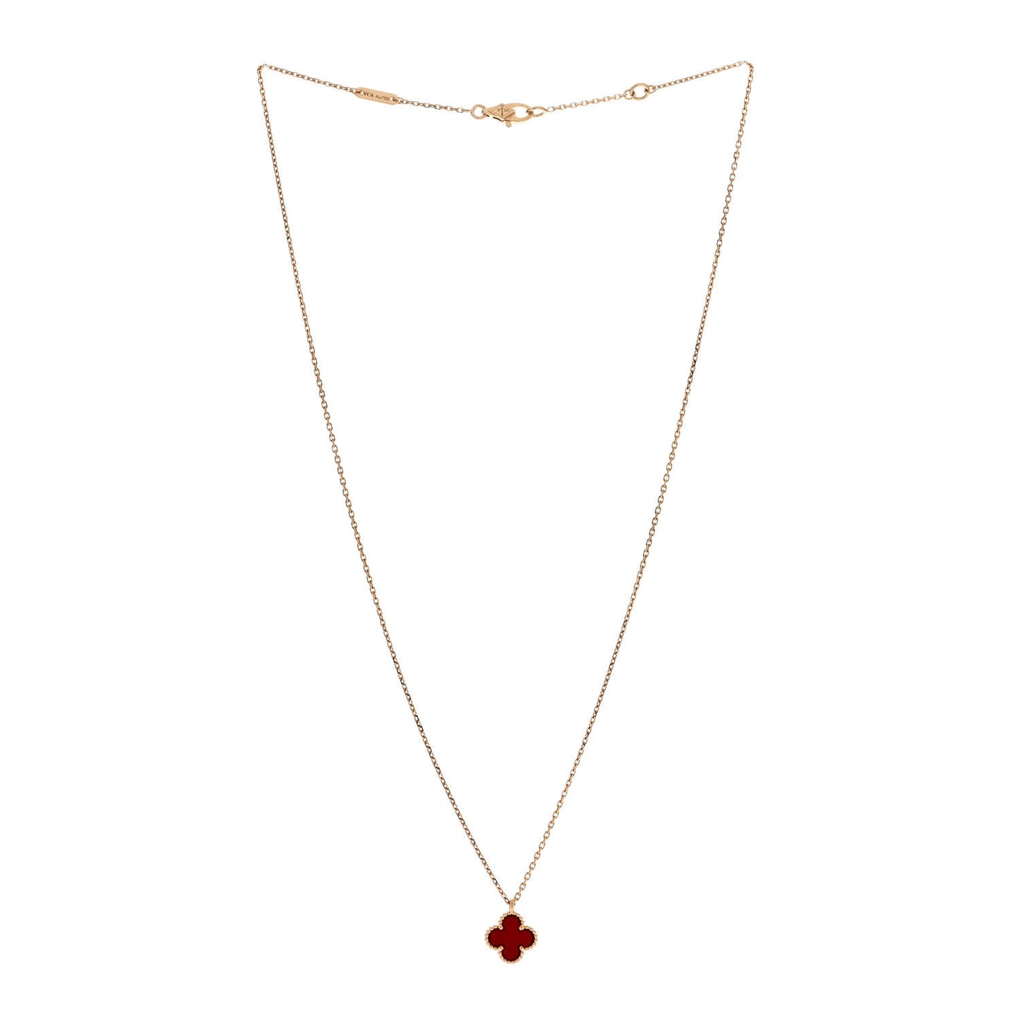 18K Rose Gold Carnelian Sweet Alhambra Pendant Necklace