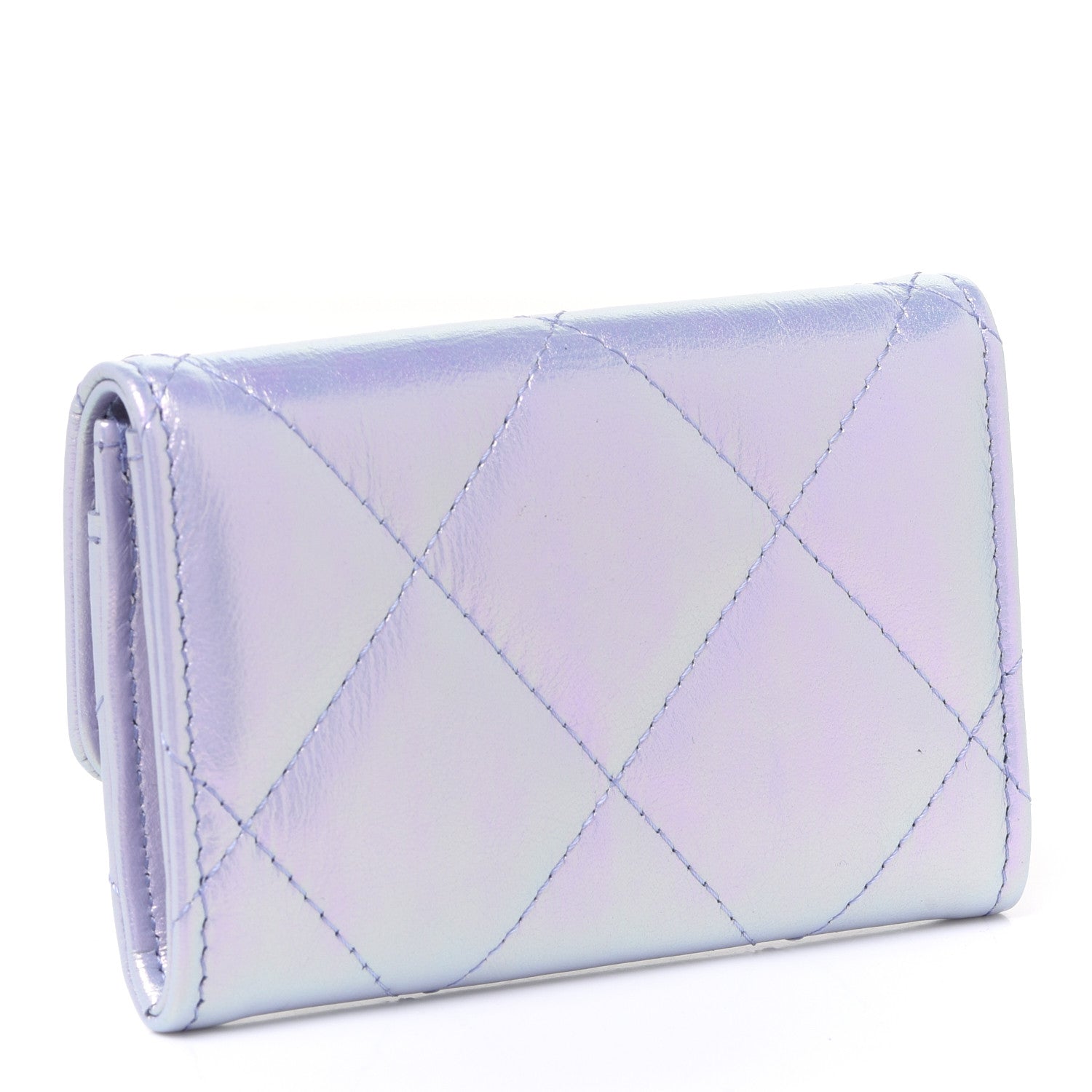 Chanel Iridescent Lambskin Quilted Chanel 19 Flap Card Holder Light Purple 3 of 9