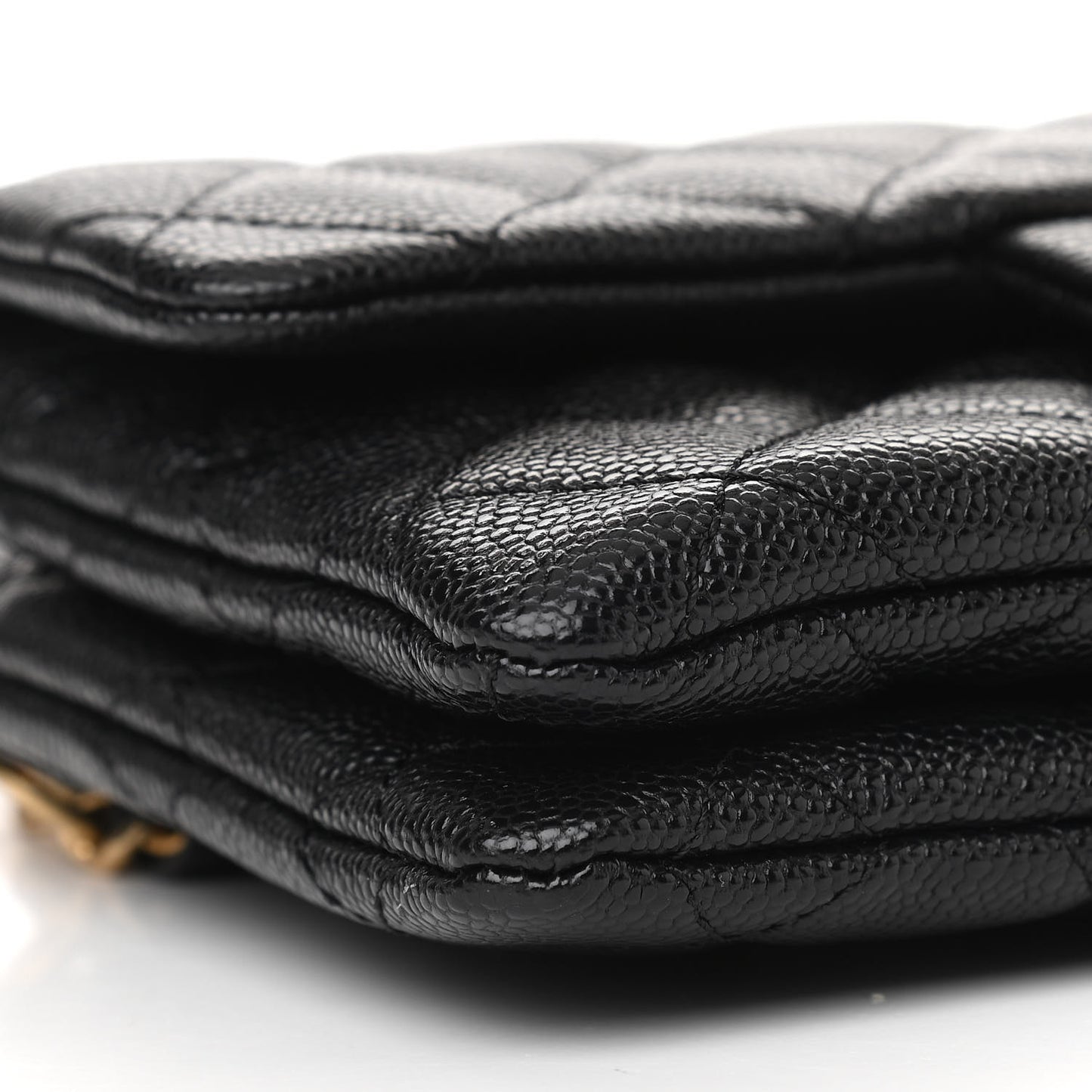 Shiny Caviar Pick Me Up Flap Belt Bag Black