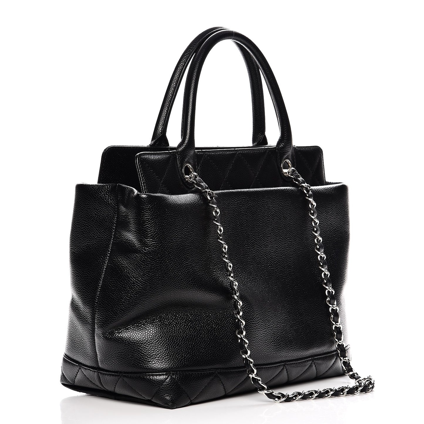 Soft Caviar CC Medium Top Handle Tote Black