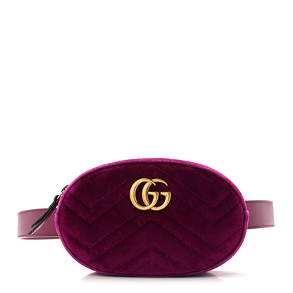 Gucci Velvet Matelasse GG Marmont Belt Bag 75 30 Fuchsia Violet Cyclamen 1 of 11
