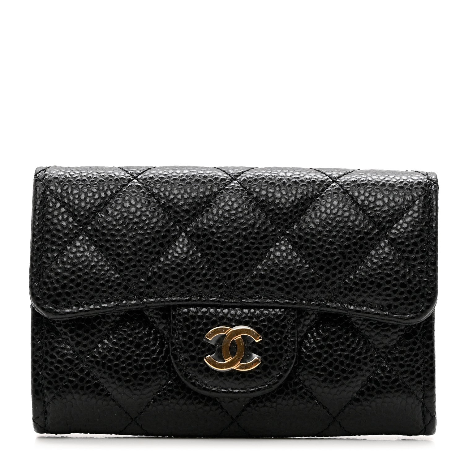 Chanel Caviar Quilted Flap Card Holder Wallet Black 1 of 9