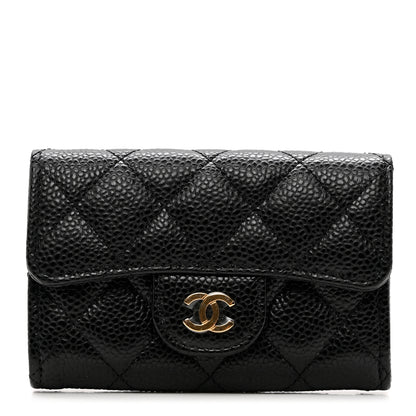 Chanel Caviar Quilted Flap Card Holder Wallet Black 1 of 9