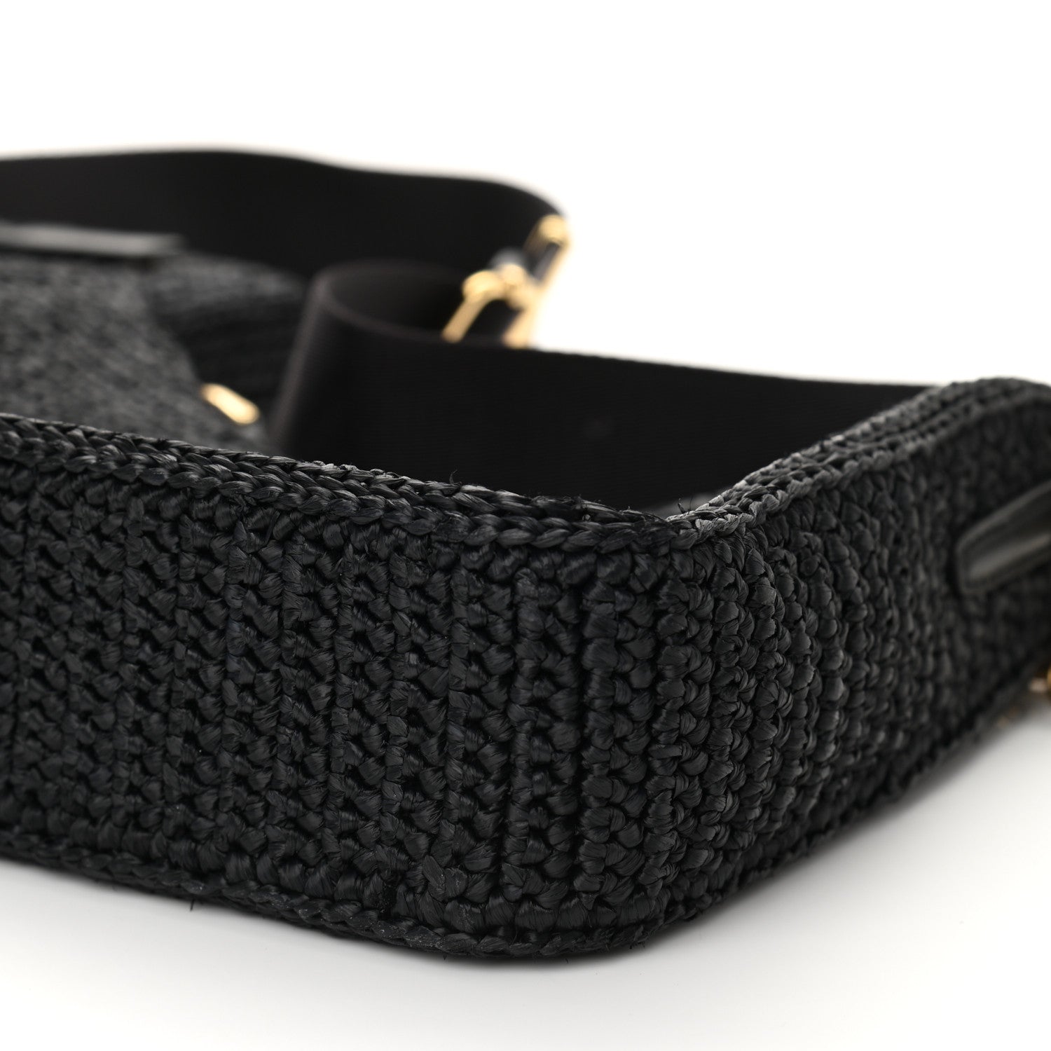 Prada Yarn Raffia Effect Crochet Re-Edition 2005 Shoulder Bag Black 9 of 10