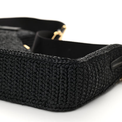 Prada Yarn Raffia Effect Crochet Re-Edition 2005 Shoulder Bag Black 9 of 10