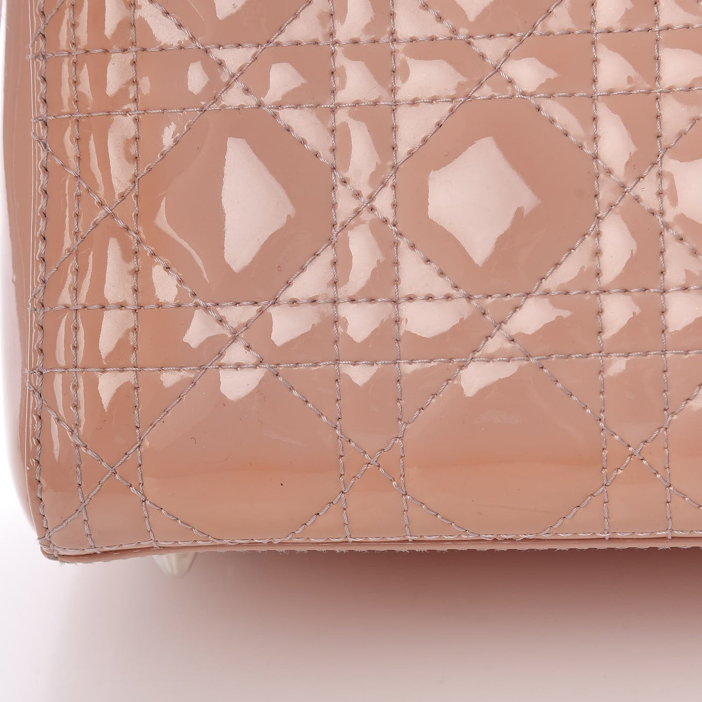 Patent Cannage Medium Lady Dior Beige