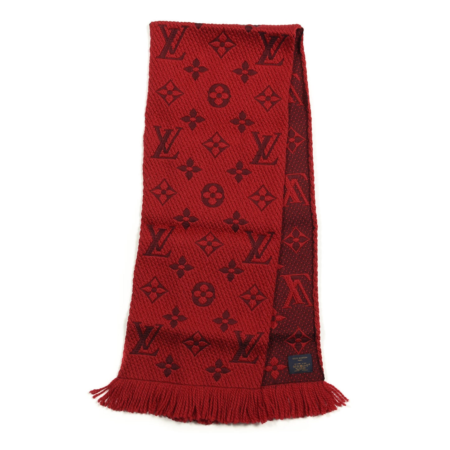 Wool Silk Logomania Scarf Rubis