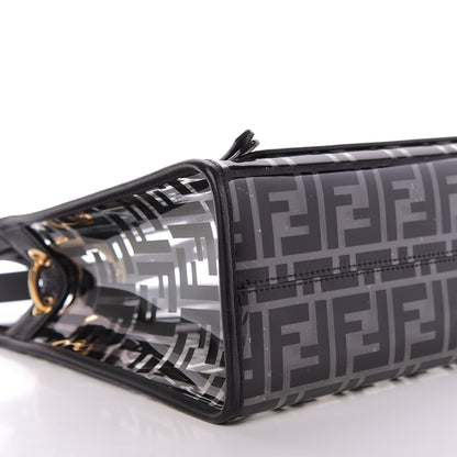 Fendi TPU FF Vitello Century Plexiglass Small Runaway Shopper Tote Black 6 of 9