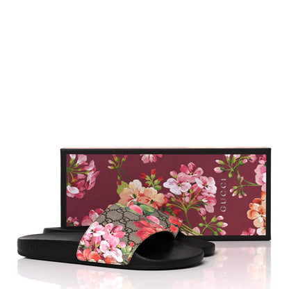 Gucci GG Supreme Monogram Blooms Slide Sandals 38 Beige Multicolor 7 of 7