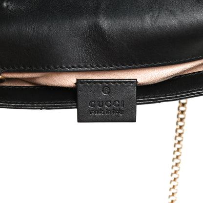 Gucci Calfskin Matelasse Super Mini GG Marmont Shoulder Bag Black 6 of 12