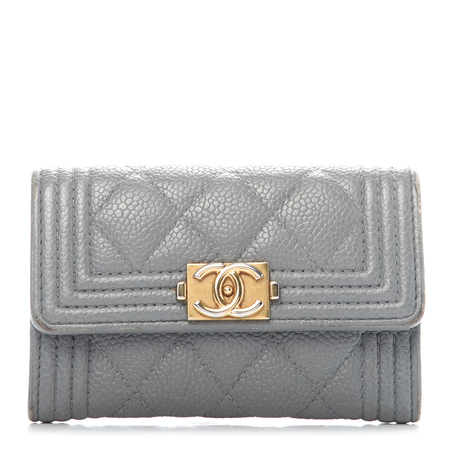Chanel Caviar Quilted Boy Flap Card Holder Grey 1 of 7