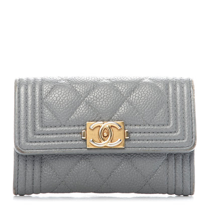 Chanel Caviar Quilted Boy Flap Card Holder Grey 1 of 7