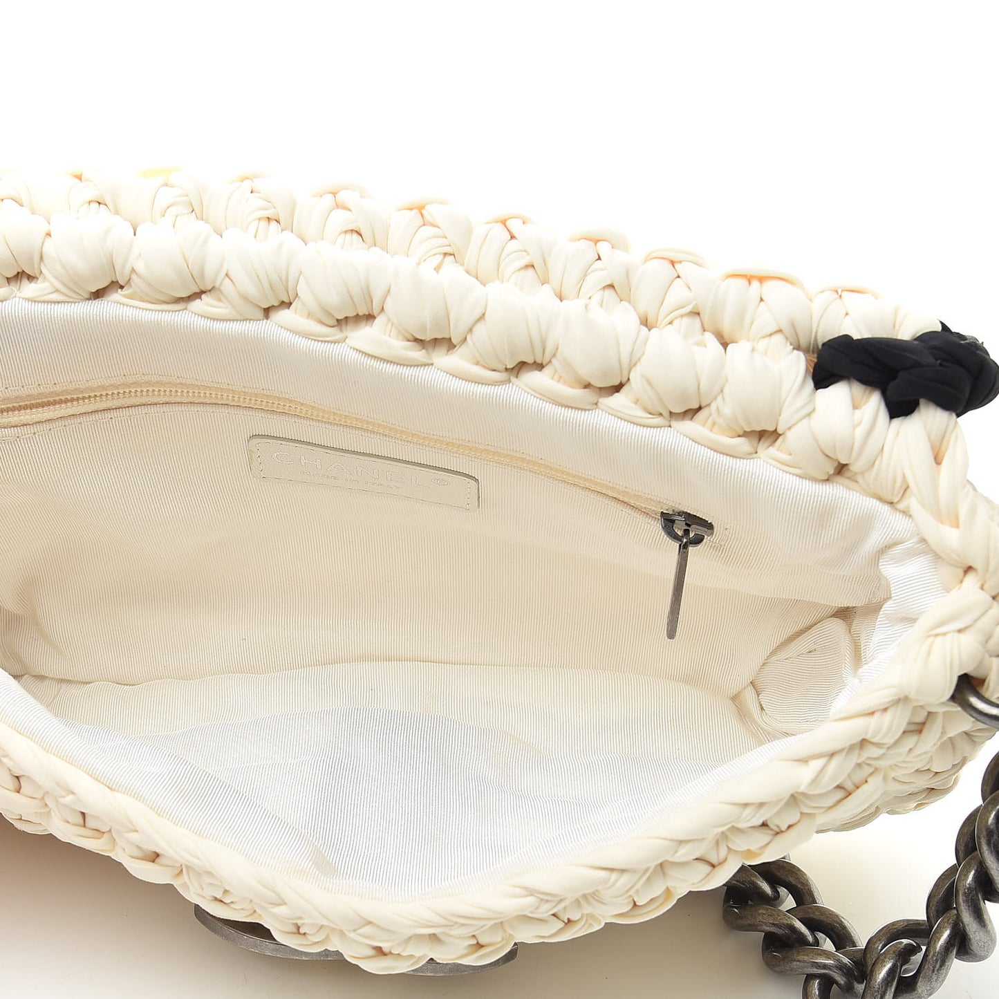 Woven Fabric Single Flap Ivory Black