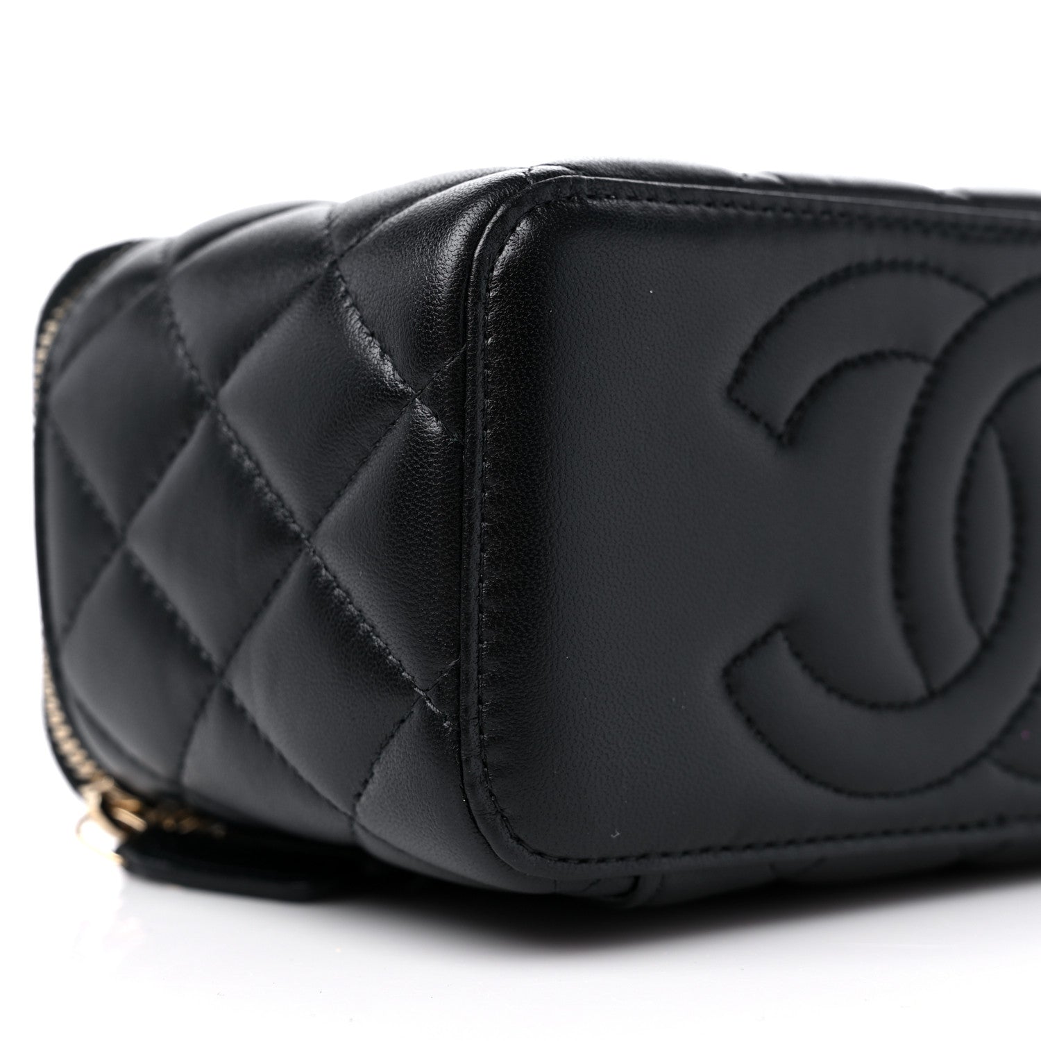Chanel Lambskin Quilted Metal Small Top Handle Vanity Case With Chain Black 8 of 10
