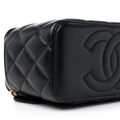 Chanel Lambskin Quilted Metal Small Top Handle Vanity Case With Chain Black 8 of 10