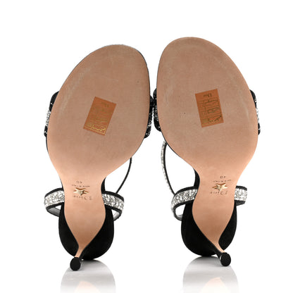 Christian Dior Cotton Strass Embroidered Dway Heeled Sandals 40 Black Silver 5 of 10