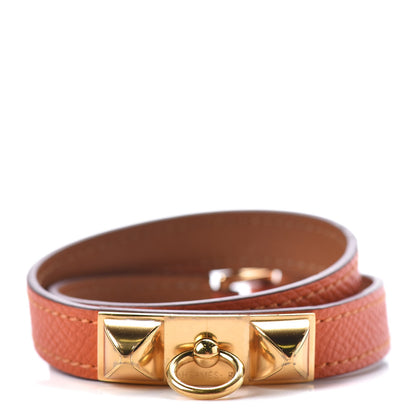 Hermes Epsom Rivale Double Tour Bracelet S Orange 1 of 6