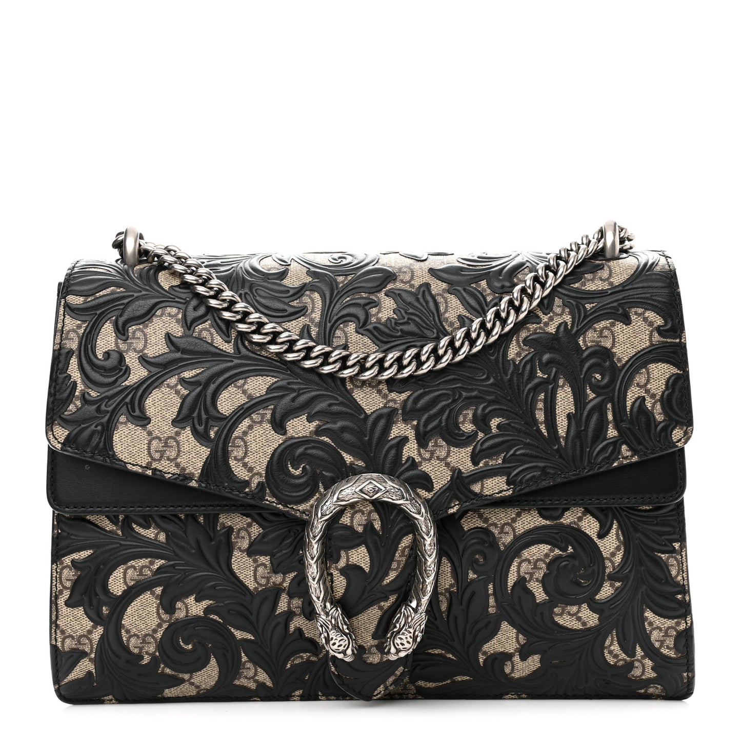 GG Supreme Monogram Arabesque Medium Dionysus Shoulder Bag Black