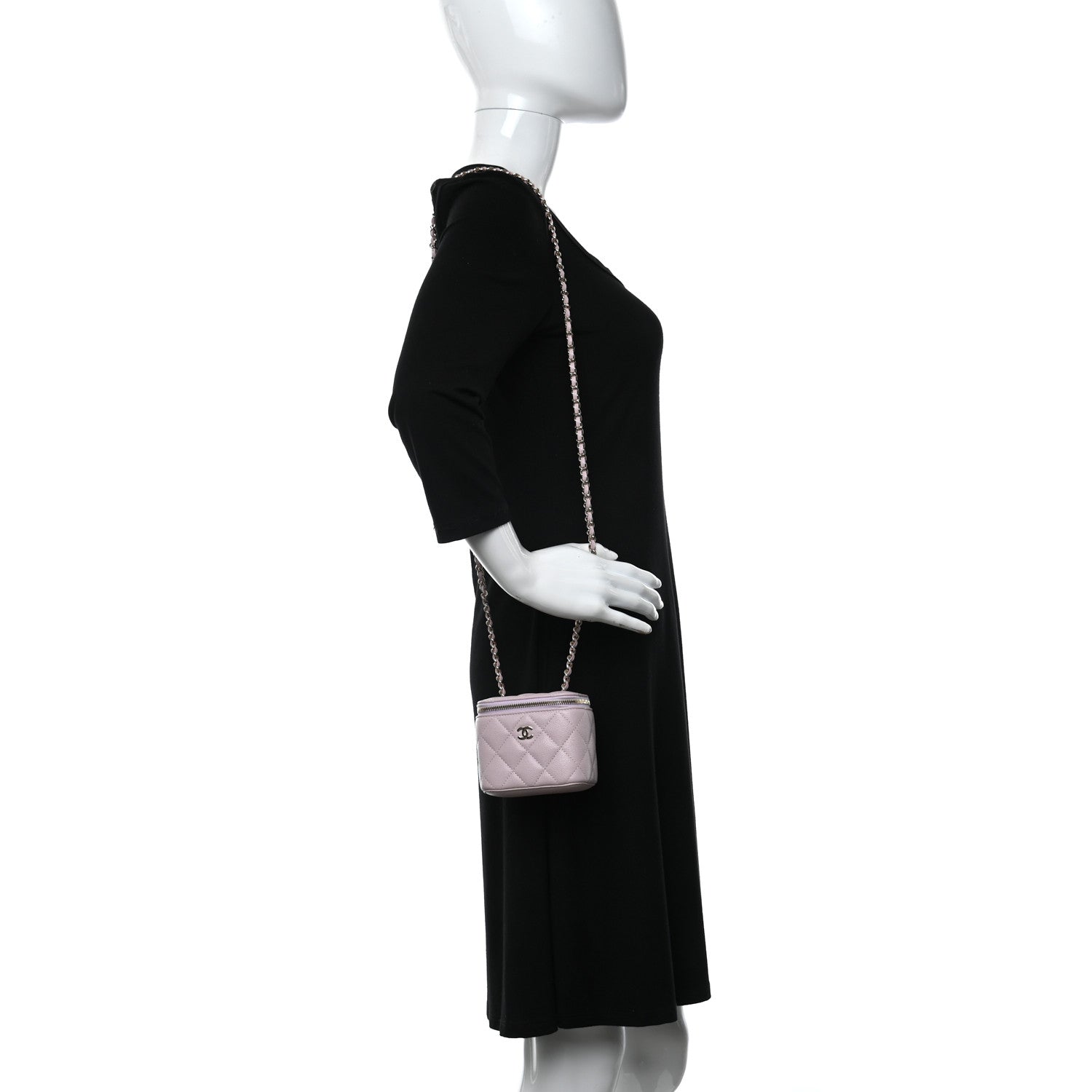 Chanel Caviar Quilted Mini Vanity Case With Chain Light Pink 2 of 9