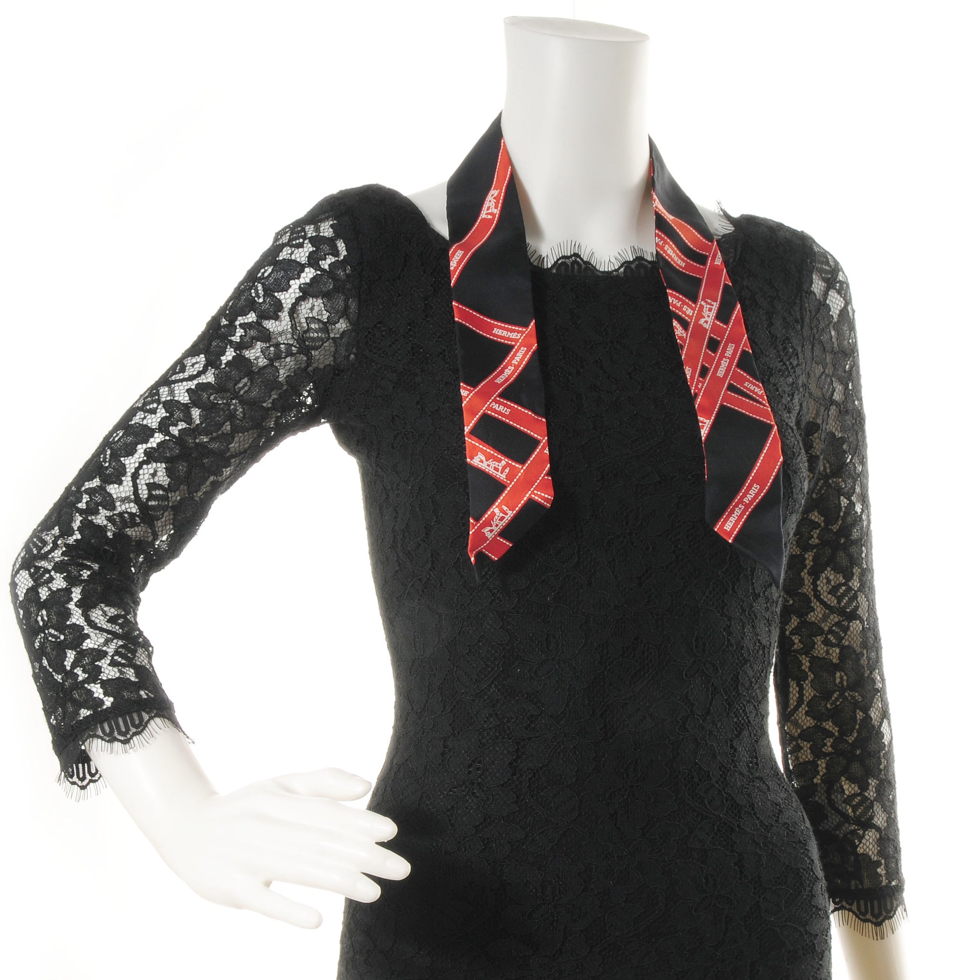 Hermes Silk Bolduc Twilly Black and Orange 2 of 5