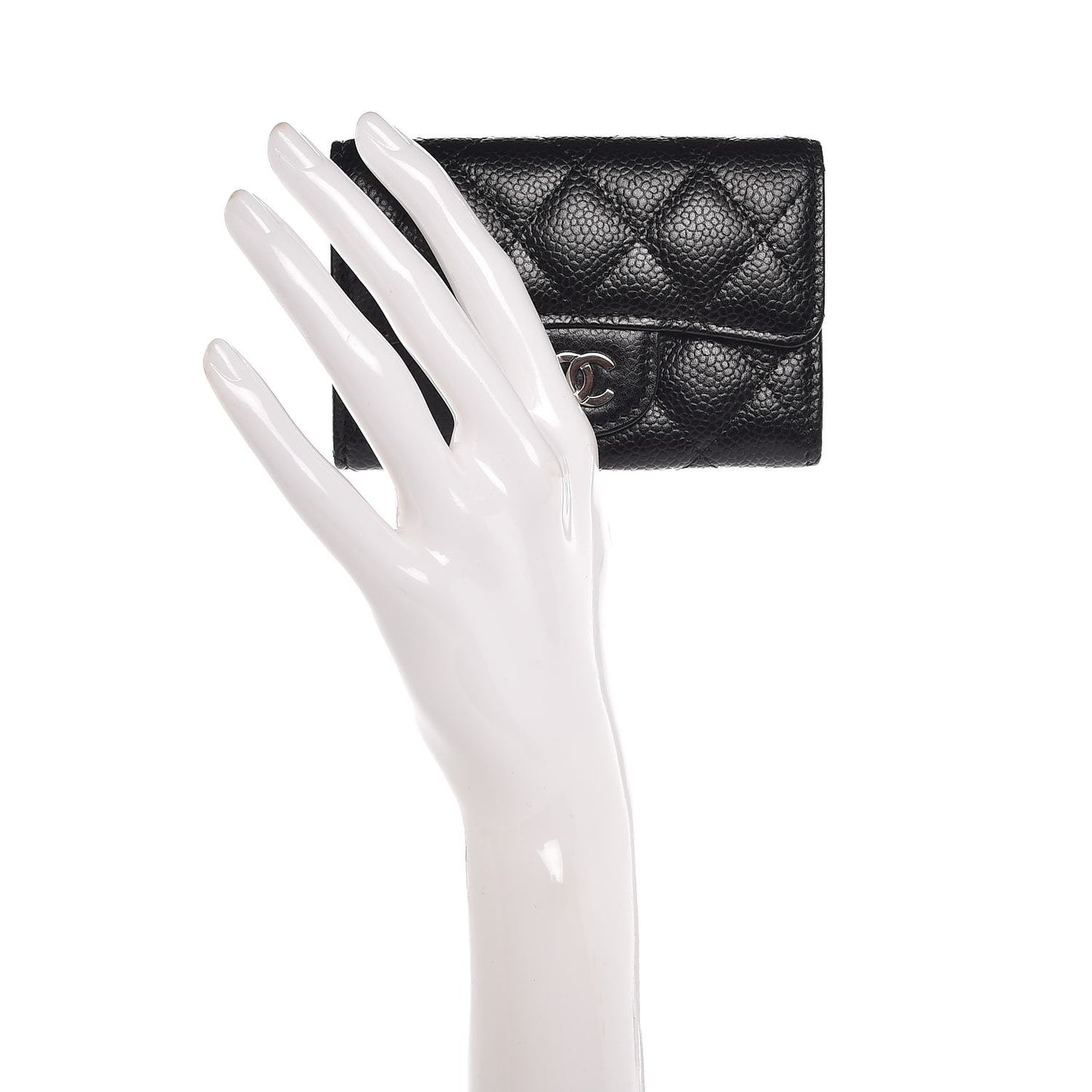 Caviar Quilted Flap Card Holder Black