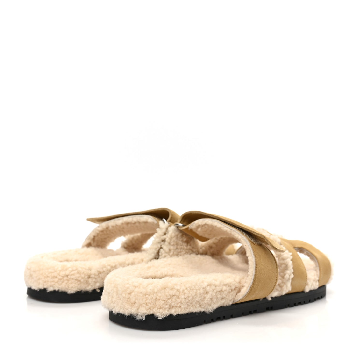 Suede Goatskin Woolskin Womens Chypre Sandals 38 Beige Albatre
