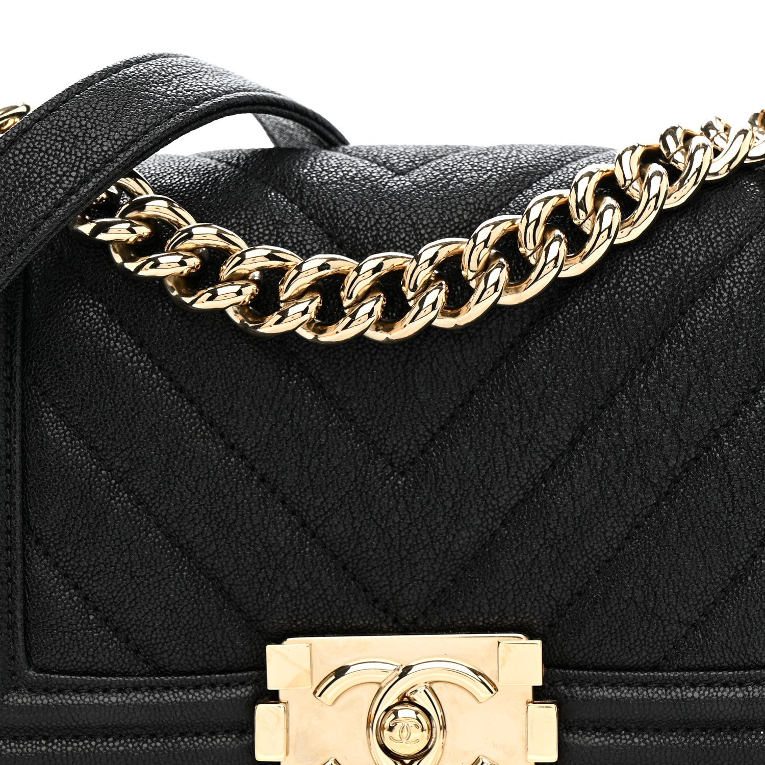 Chanel Iridescent Caviar Chevron Quilted Small Boy Flap Black 8 of 10