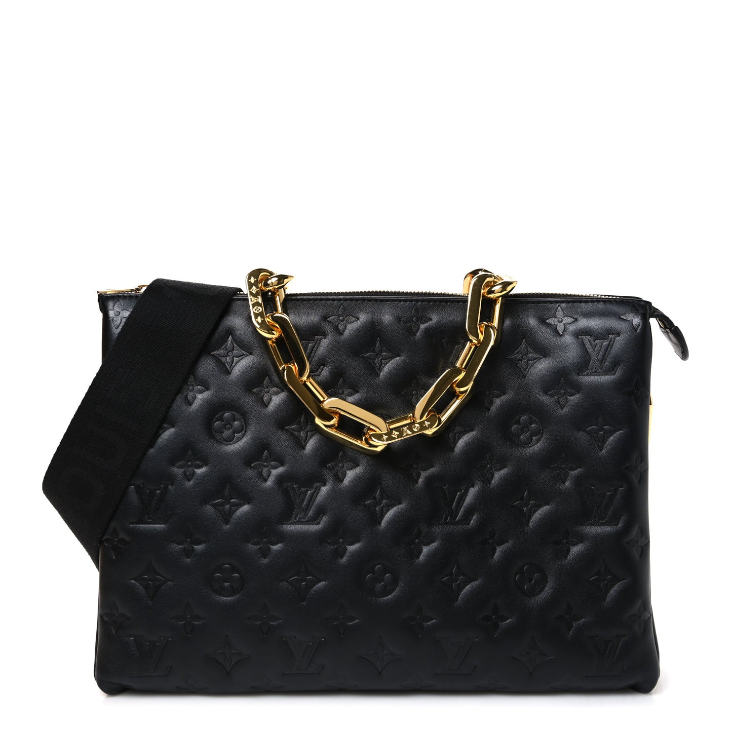Lambskin Embossed Monogram Coussin MM Black