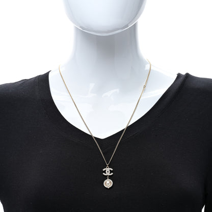 Chanel Crystal Pearl CC Lace Camellia Necklace Gold 3 of 4